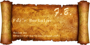 Für Bertalan névjegykártya